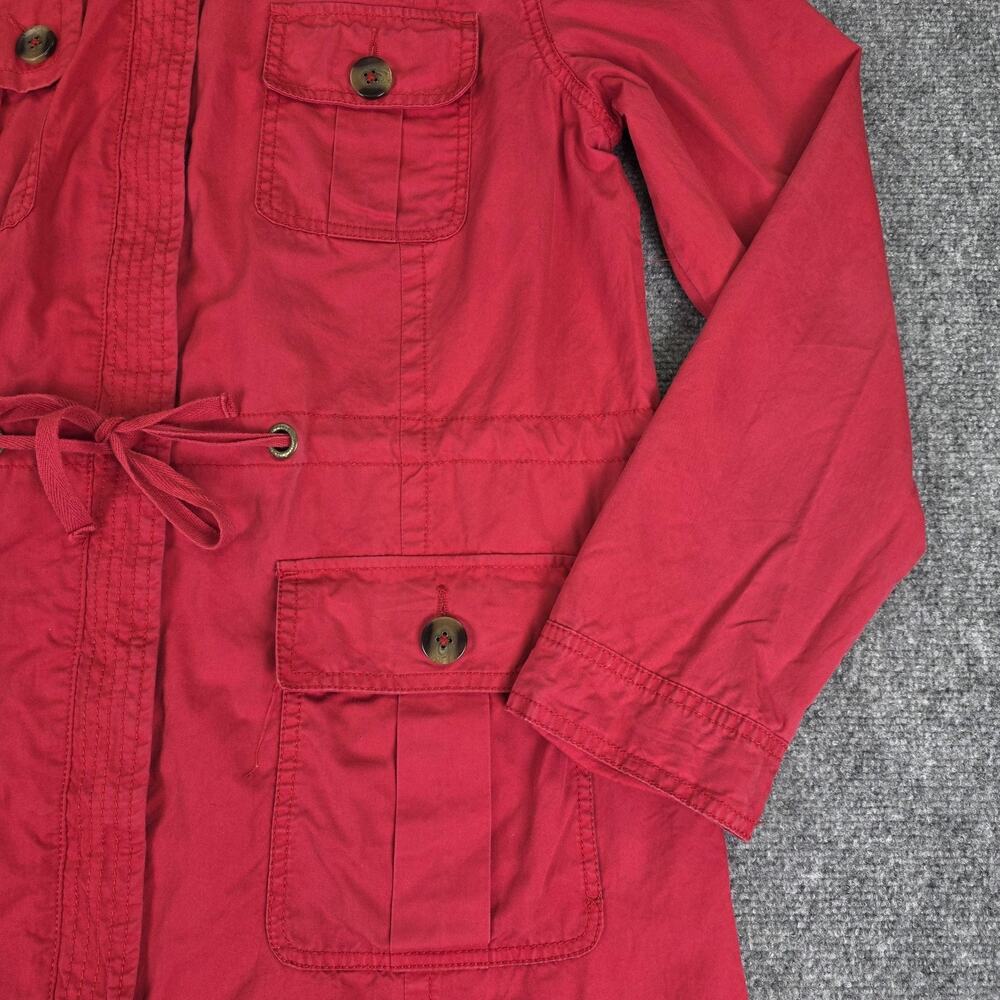 Tommy Hilfiger Coat Womens Large Red Utility Full Zip Trench Coat Pockets Jacket - Picture 8 of 16